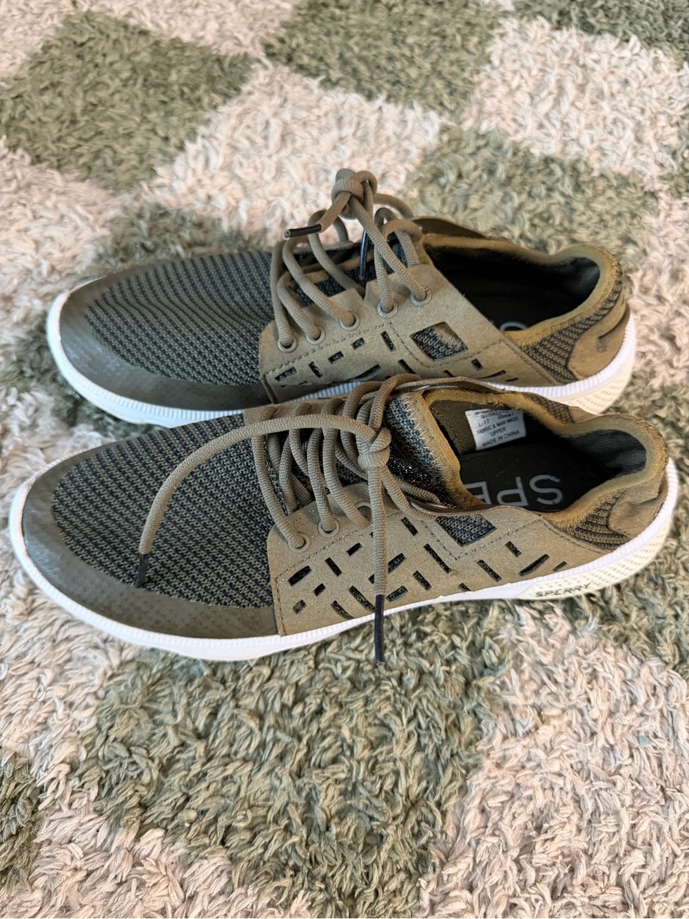 Sperry Olive Green Knit Lace-Up Women’s Sneakers